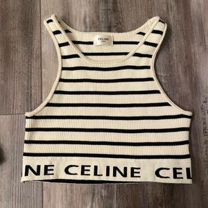 celine black and white tank top